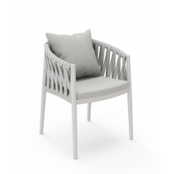 Καρέκλα Λευκή Αλουμινίου Με Μπεζ Μαξιλάρι