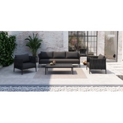 Γκρι Σαλόνι Αλουμινίου Σετ 4 τεμαχίων με Γκρι Μαξιλάρια Γκρι Σαλόνι Αλουμινίου Σετ 4 τεμαχίων με Γκρι Μαξιλάρια