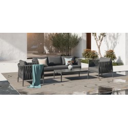 Γκρι Σαλόνι Αλουμινίου Σετ 4 τεμαχίων με Γκρι Μαξιλάρια