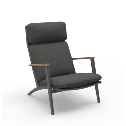 Γκρι Πολυθρόνα Αλουμινίου Με Σχοινί και Ξύλο Teak