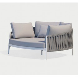 Λευκό Κρεμ Daybed Αλουμινίου με Γκρι Σχοινί και Γκρι Μαξιλάρια Λευκό Κρεμ Daybed Αλουμινίου με Γκρι Σχοινί και Γκρι Μαξιλάρια