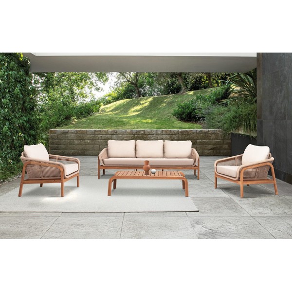 Καθιστικό από Ξύλο Ακακίας με Σχοινί Σετ 4 Τεμαχίων Καθιστικό από Ξύλο Ακακίας με Σχοινί Σετ 4 Τεμαχίων