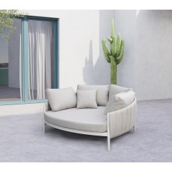 Κρεμ Λευκό Daybed Αλουμινίου με Γκρι Μαξιλάρια Κρεμ Λευκό Daybed Αλουμινίου με Γκρι Μαξιλάρια