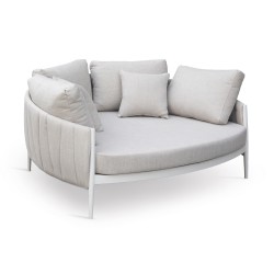 Κρεμ Λευκό Daybed Αλουμινίου με Γκρι Μαξιλάρια