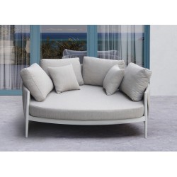 Κρεμ Λευκό Daybed Αλουμινίου με Γκρι Μαξιλάρια Κρεμ Λευκό Daybed Αλουμινίου με Γκρι Μαξιλάρια