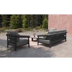 Γκρι Καθιστικό Αλουμινίου Σετ 4 τεμαχίων Γκρι Καθιστικό Αλουμινίου Σετ 4 τεμαχίων