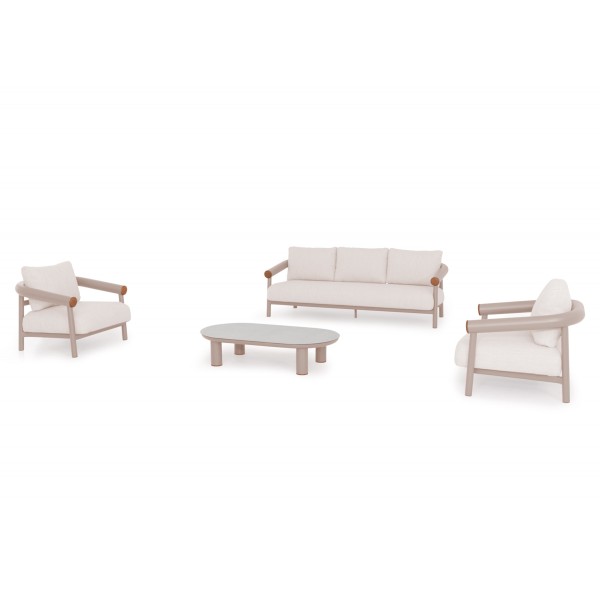 Μπεζ Καθιστικό Αλουμινίου Σετ 4 τεμαχίων Μπεζ Καθιστικό Αλουμινίου Σετ 4 τεμαχίων