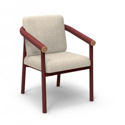 Κόκκινη Καρέκλα Αλουμινίου με Μπεζ Μαξιλάρια