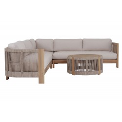 Γωνιακό Καθιστικό από Ξύλο Ακακίας με Σχοινί Σετ 4 Τεμαχίων Γωνιακό Καθιστικό από Ξύλο Ακακίας με Σχοινί Σετ 4 Τεμαχίων