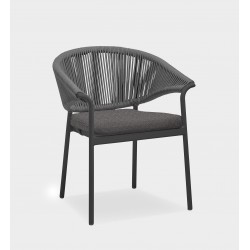 Γκρι Πολυθρόνα Αλουμινίου με Μαξιλάρι και Σχοινί