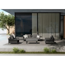 Γκρι Σκούρο Καθιστικό Εξωτερικού Χώρου με Σχοινί σετ 4 τεμαχίων
