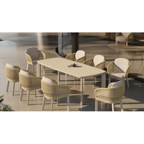 Καρέκλα Κρεμ Αλουμινίου με Σχοινί