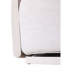 Κρεμ Περιστρεφόμενη Πολυθρόνα Αλουμινίου με Σχοινί και Μπεζ Μαξιλάρια