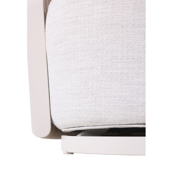 Κρεμ Περιστρεφόμενη Πολυθρόνα Αλουμινίου με Σχοινί και Μπεζ Μαξιλάρια