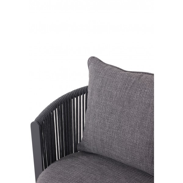 Γκρι Περιστρεφόμενη Πολυθρόνα Αλουμινίου με Γκρι Σχοινί και Γκρι Μαξιλάρια