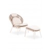 Πολυθρόνα Αλουμινίου Εκρού με Υποπόδιο Σετ 2 τεμ