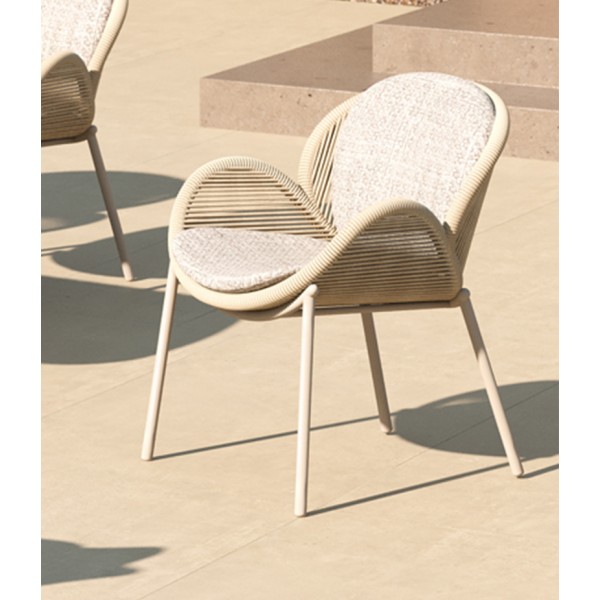 Καρέκλα Λευκή Κρεμ Αλουμινίου Με Σχοινί Καρέκλα Λευκή Κρεμ Αλουμινίου Με Σχοινί