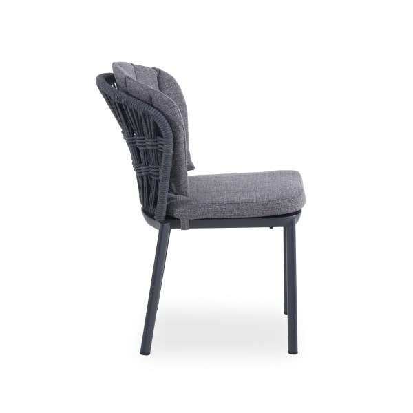 Καρέκλα Γκρι Αλουμινίου με Σχοινί