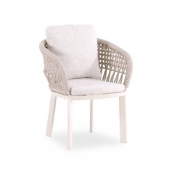 Καρέκλα Κρεμ Αλουμινίου με Σχοινί