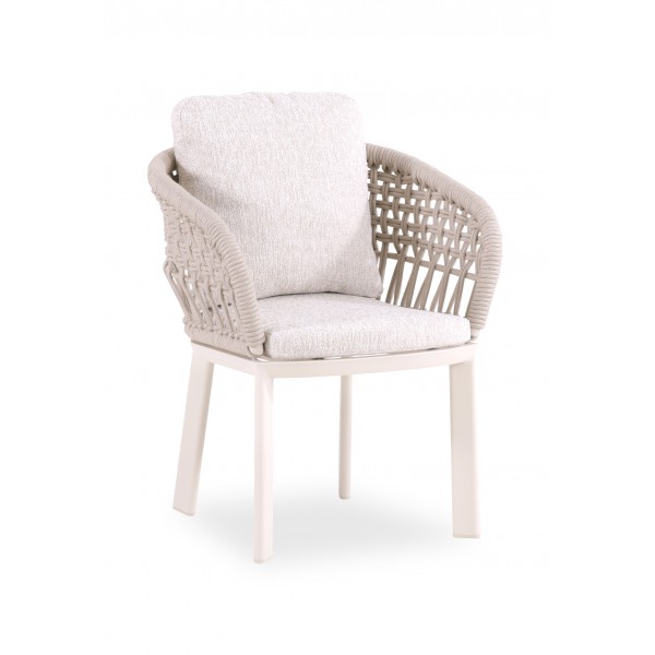 Καρέκλα Κρεμ Αλουμινίου με Σχοινί