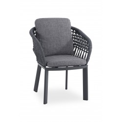 Καρέκλα Γκρι Αλουμινίου Με Γκρι Σχοινί