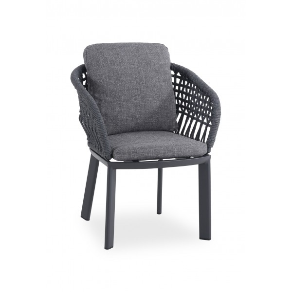 Καρέκλα Γκρι Αλουμινίου Με Γκρι Σχοινί