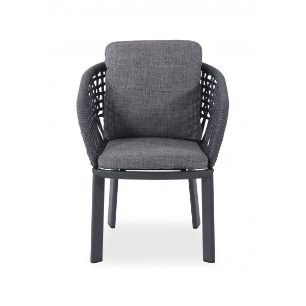 Καρέκλα Γκρι Αλουμινίου Με Γκρι Σχοινί