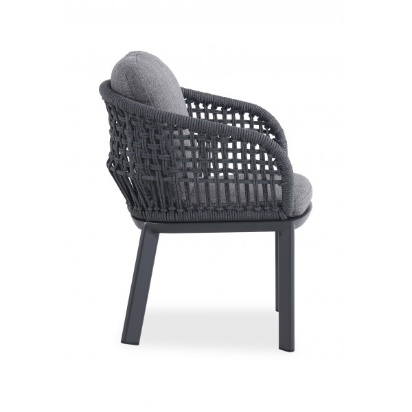 Καρέκλα Γκρι Αλουμινίου Με Γκρι Σχοινί