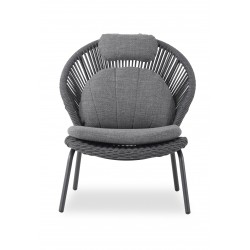 Πολυθρόνα Αλουμινίου Γκρι με Υποπόδιο Σετ 2 τεμ