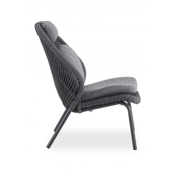 Πολυθρόνα Αλουμινίου Γκρι με Υποπόδιο Σετ 2 τεμ