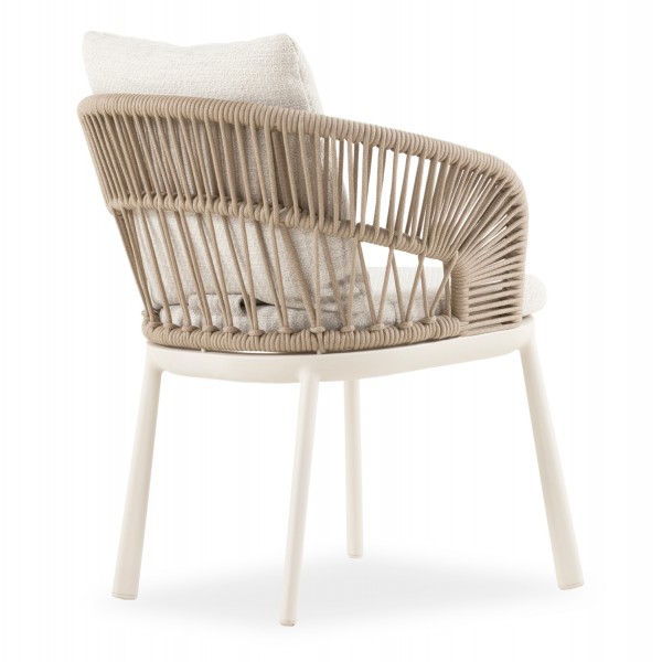 Καρέκλα Λευκή Κρεμ Αλουμινίου Με Σχοινί