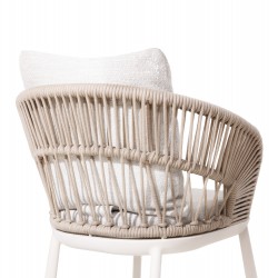 Καρέκλα Λευκή Κρεμ Αλουμινίου Με Σχοινί
