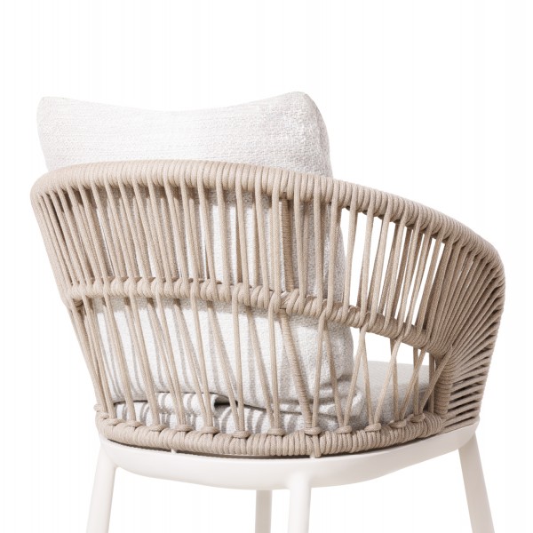 Καρέκλα Λευκή Κρεμ Αλουμινίου Με Σχοινί