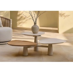 Τριπλό Coffee Table Αλουμινίου Εκρου