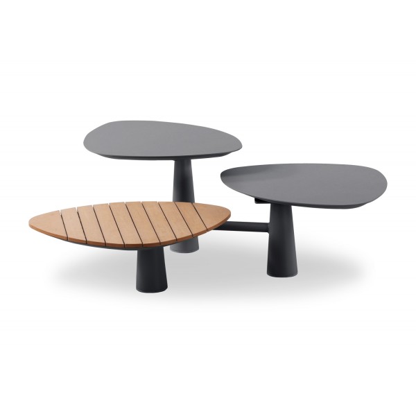 Τριπλό Coffee Table Αλουμινίου Σκούρο Γκρι