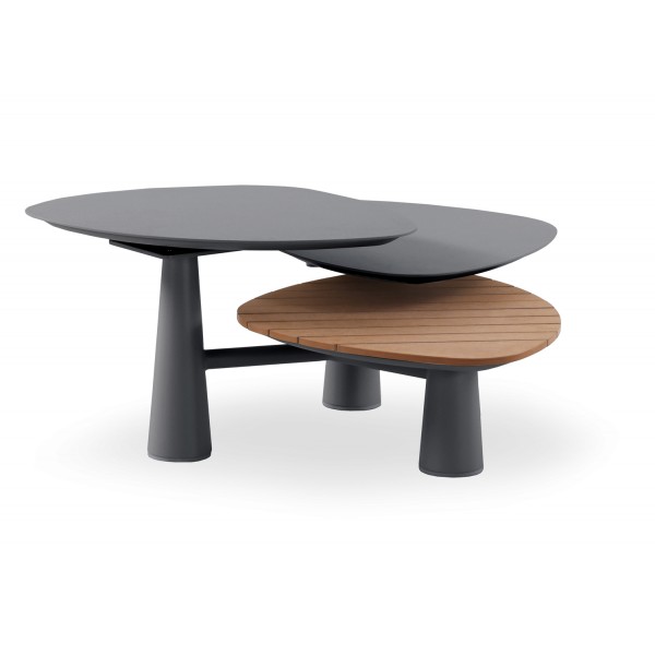 Τριπλό Coffee Table Αλουμινίου Σκούρο Γκρι