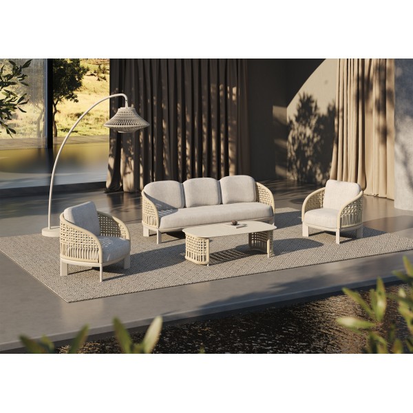 Μπεζ Σαλόνι Αλουμινίου με Σχοινί Σετ 4 τεμαχίων