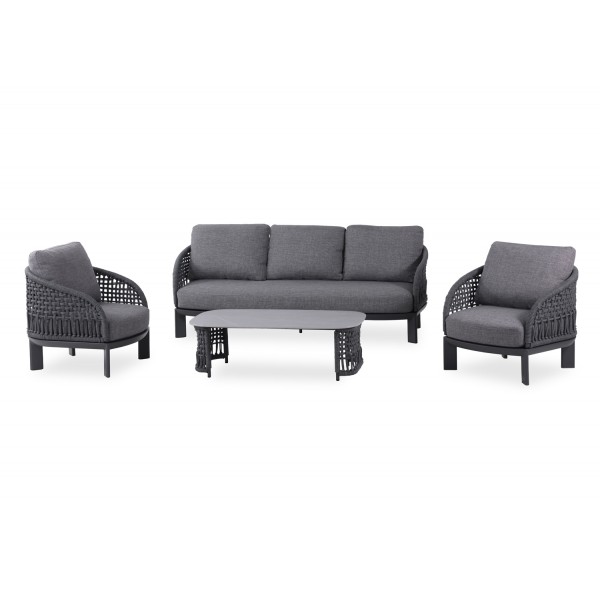 Γκρι Σαλόνι Αλουμινίου με Σχοινί Σετ 4 τεμαχίων