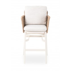 Εκρού Σκαμπό Αλουμινίου με Συνθετικό Rattan 