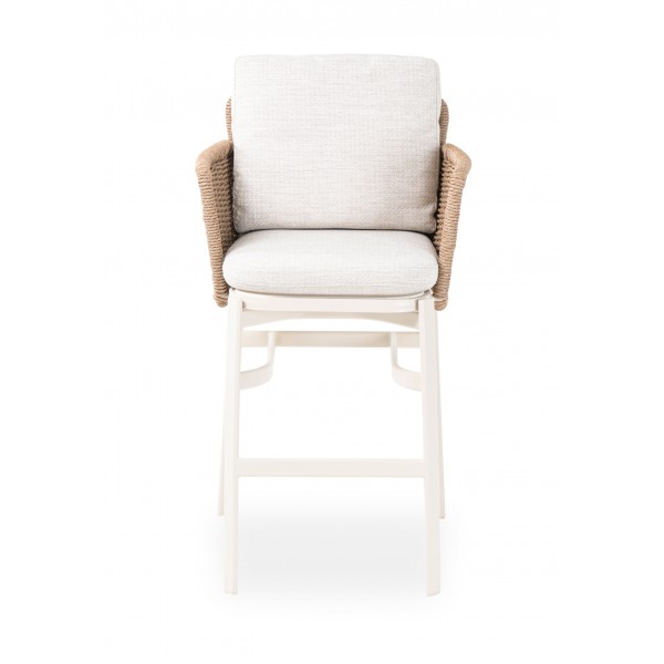 Εκρού Σκαμπό Αλουμινίου με Συνθετικό Rattan 