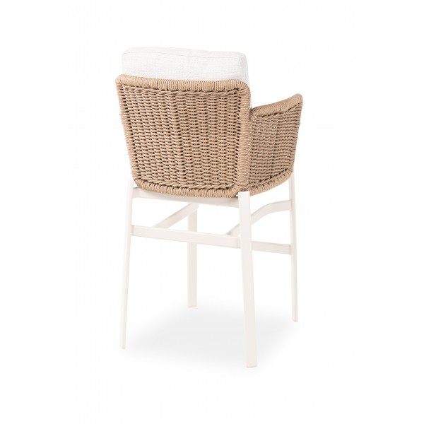 Εκρού Σκαμπό Αλουμινίου με Συνθετικό Rattan 