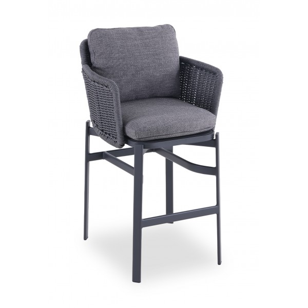 Γκρι Σκαμπό Αλουμινίου με Συνθετικό Rattan 