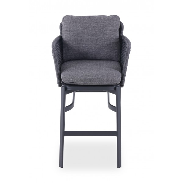 Γκρι Σκαμπό Αλουμινίου με Συνθετικό Rattan 