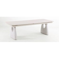 Επεκτεινόμενο Τραπέζι με Cream Sintered Stone Top και Πόδια πέτρας Frp