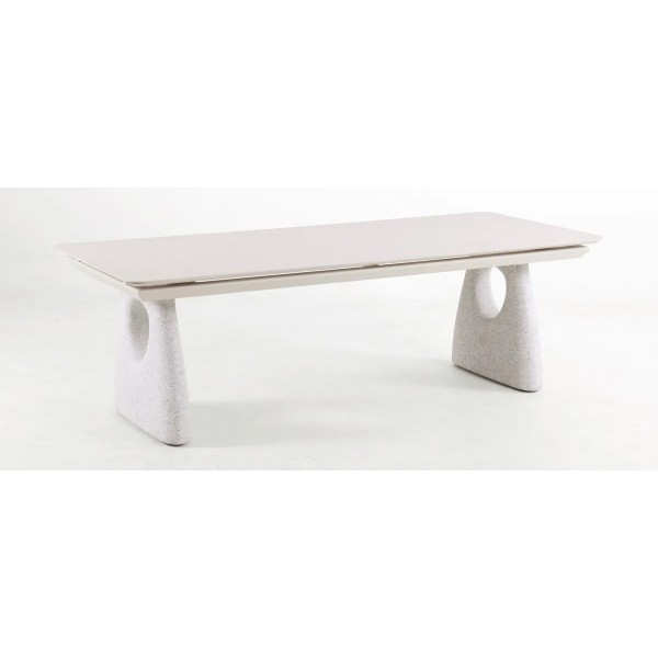 Επεκτεινόμενο Τραπέζι με Cream Sintered Stone Top και Πόδια πέτρας Frp