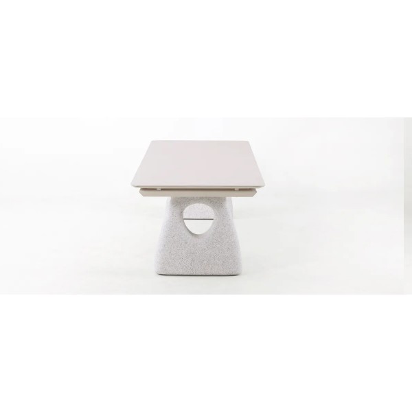 Επεκτεινόμενο Τραπέζι με Cream Sintered Stone Top και Πόδια πέτρας Frp