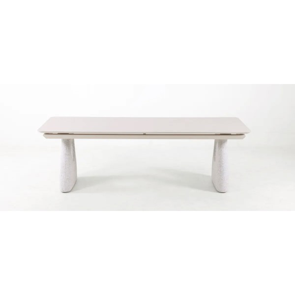 Επεκτεινόμενο Τραπέζι με Cream Sintered Stone Top και Πόδια πέτρας Frp