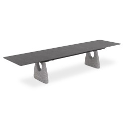 Επεκτεινόμενο Τραπέζι με Γκρι Sintered Stone Top και Πόδια πέτρας Frp