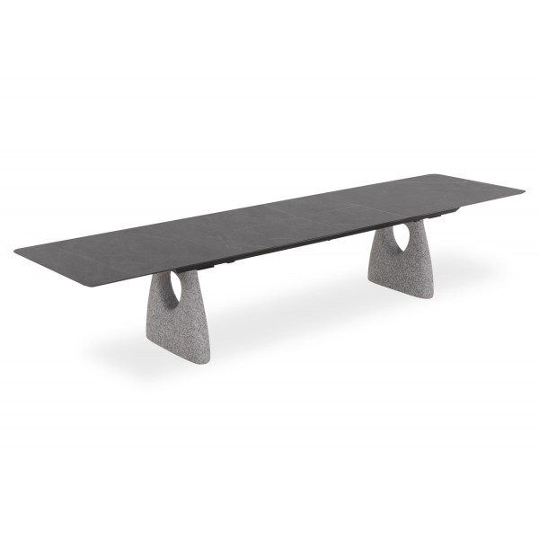 Επεκτεινόμενο Τραπέζι με Γκρι Sintered Stone Top και Πόδια πέτρας Frp