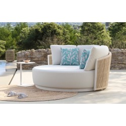 Κρεμ Daybed Αλουμινίου με Σχοινί και Μπεζ Μαξιλάρια
